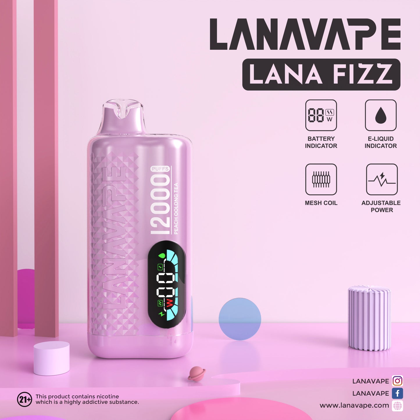 Lana Fizz 12K ピーチウーロン味